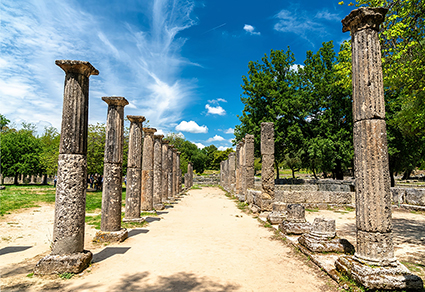 Photo représentant des ruines du stade d'Olympie